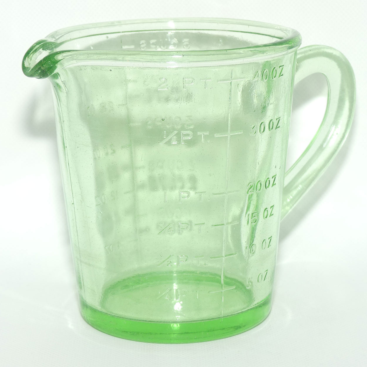 Green Depression Glass 2 Pint 40 OZ 5 Cups measuring jug | #1