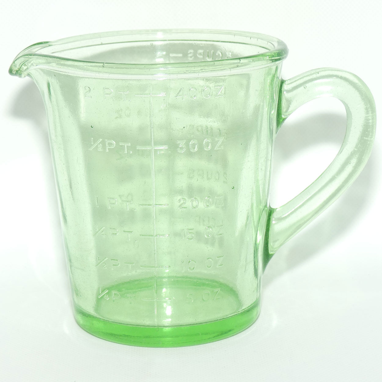 Green Depression Glass 2 Pint 40 OZ 5 Cups measuring jug | #1