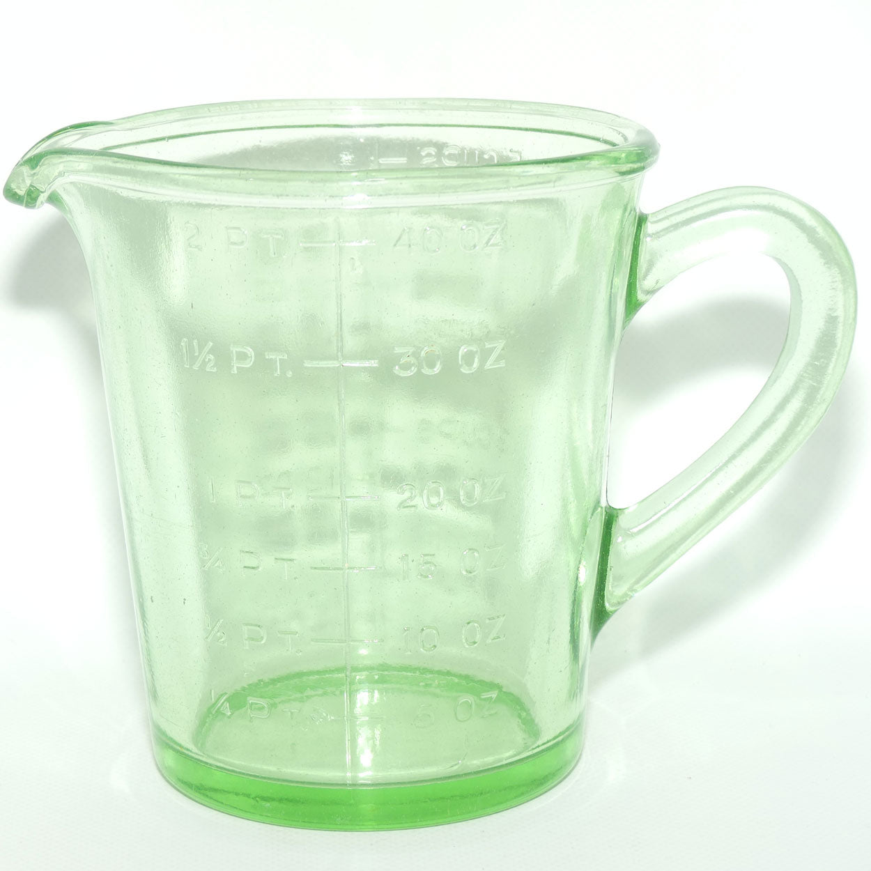 Green Depression Glass 2 Pint 40 OZ 5 Cups measuring jug | #2