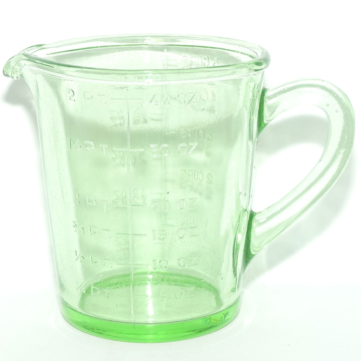 Green Depression Glass 2 Pint 40 OZ 5 Cups measuring jug | #3