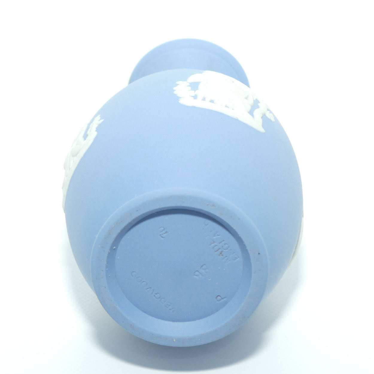 Wedgwood Jasper | White on Pale Blue | Ovoid body vase | 2 Cherubs | Farmer Couple