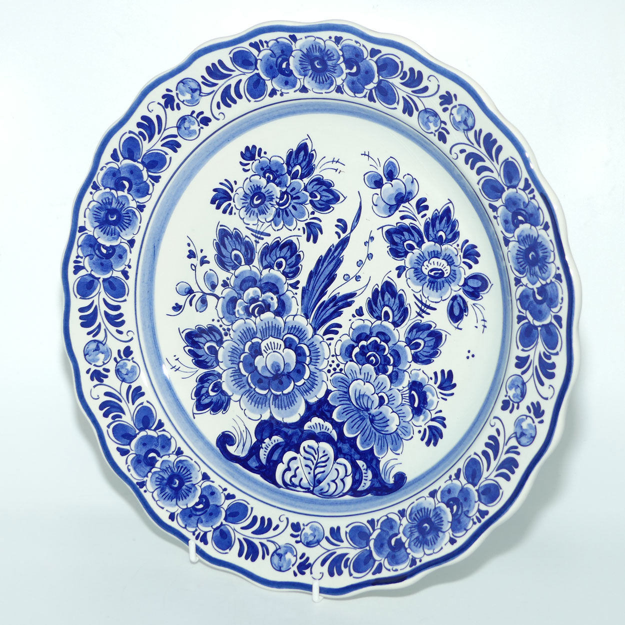 Delft Holland Blue and White wall plate with Classical Floral decor