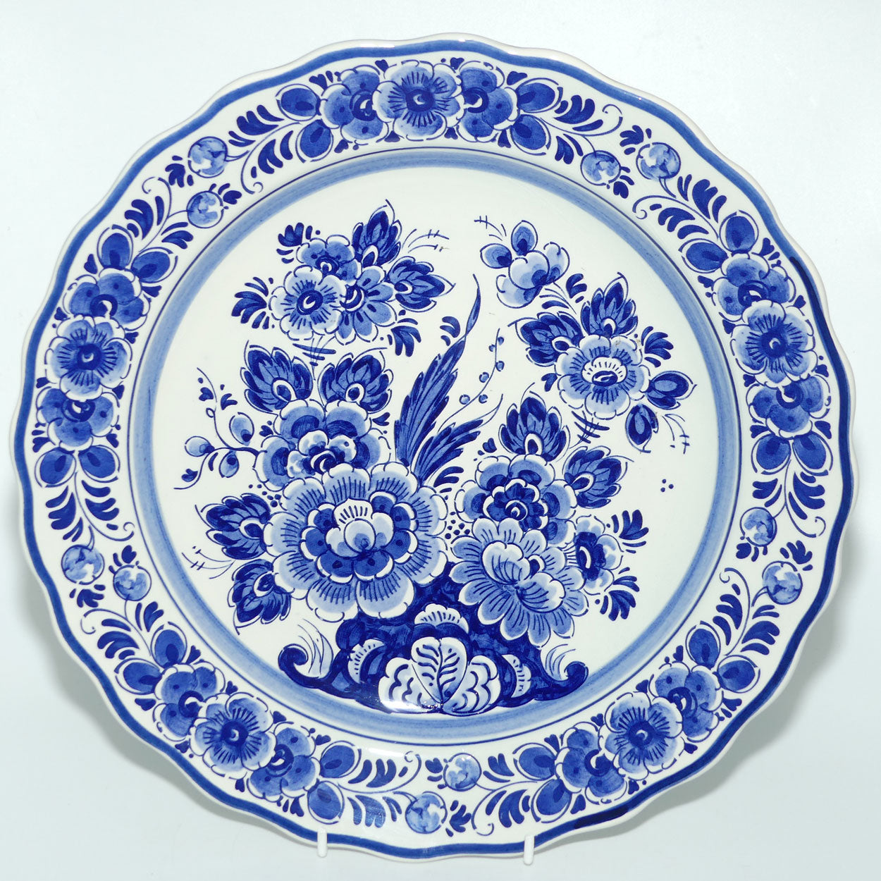 Delft Holland Blue and White wall plate with Classical Floral decor