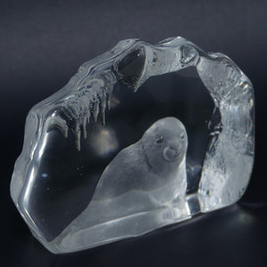 Mats Jonasson Sweden Crystal | 33150 Baby Seal Plaque paperweight