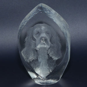 Mats Jonasson Sweden Crystal | 3692 Cocker Spaniel Plaque paperweight