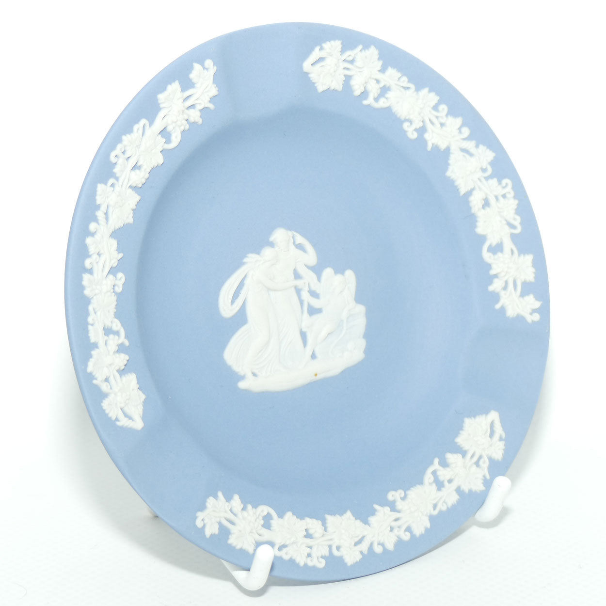 Wedgwood Jasper | White on Pale Blue | Ashtray with Grape and Vine border