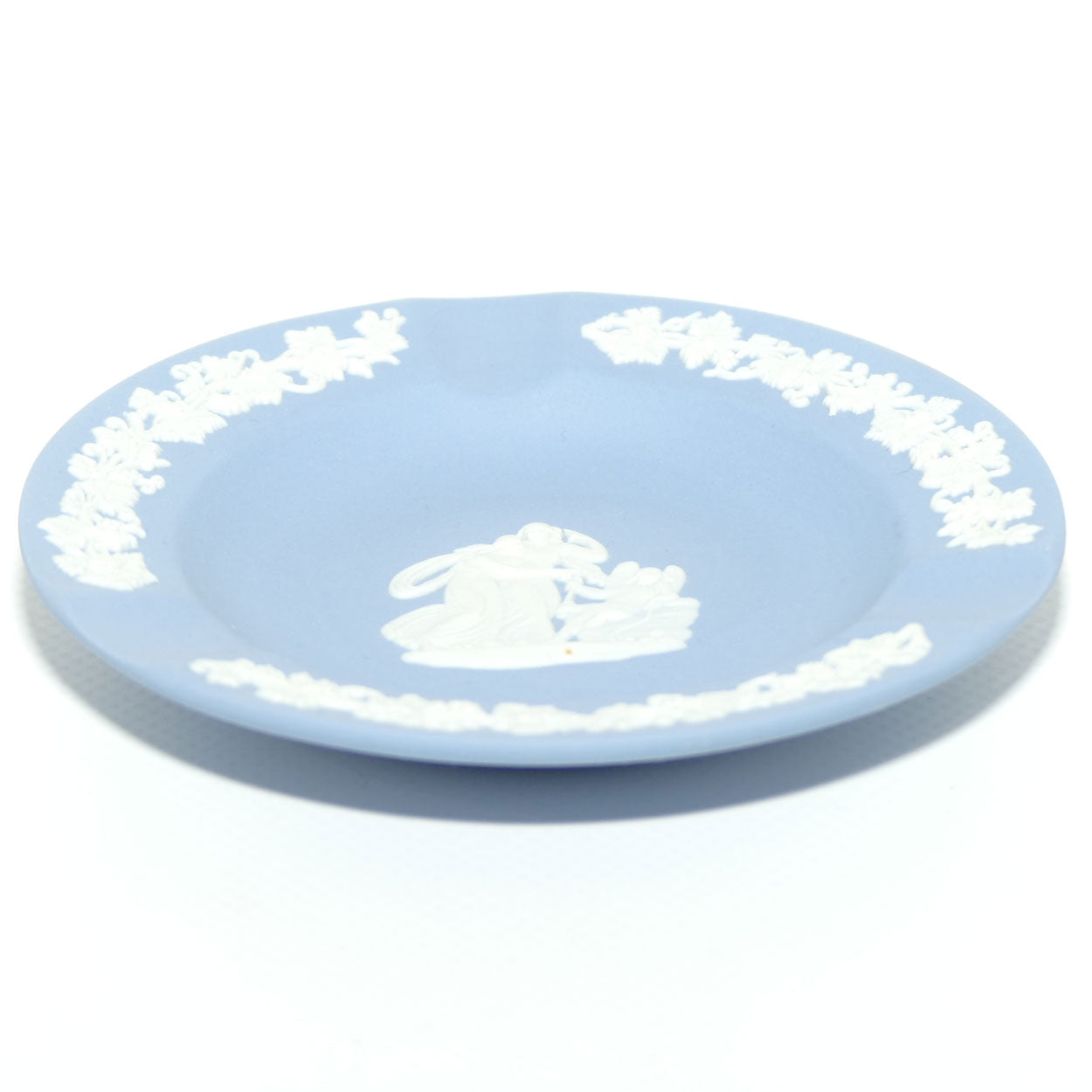 Wedgwood Jasper | White on Pale Blue | Ashtray with Grape and Vine border
