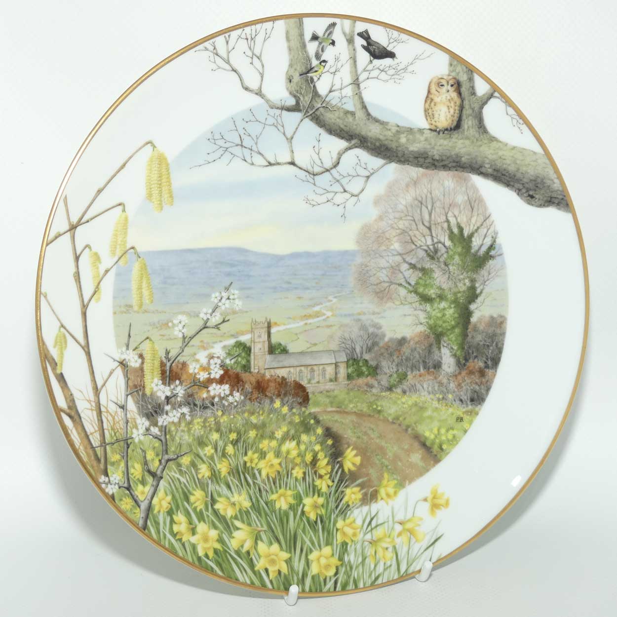 Royal Worcester for Franklin Porcelain | Peter Barnett | Months series | plate #3 | A Country Church in March