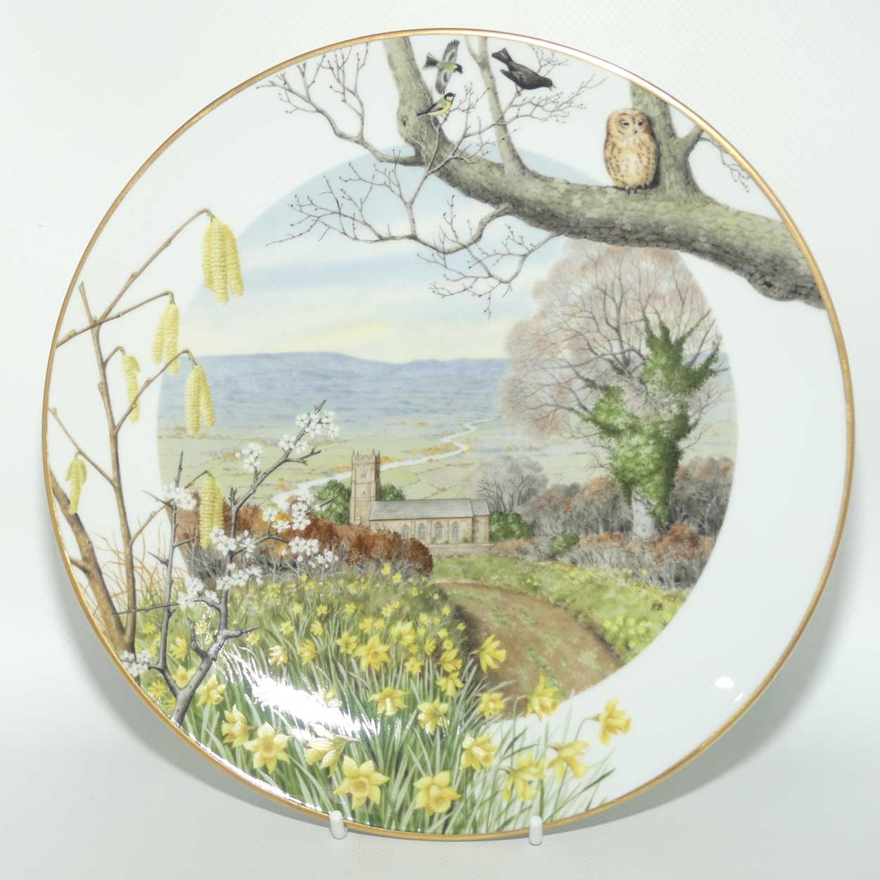 Royal Worcester for Franklin Porcelain | Peter Barnett | Months series | plate #3 | A Country Church in March