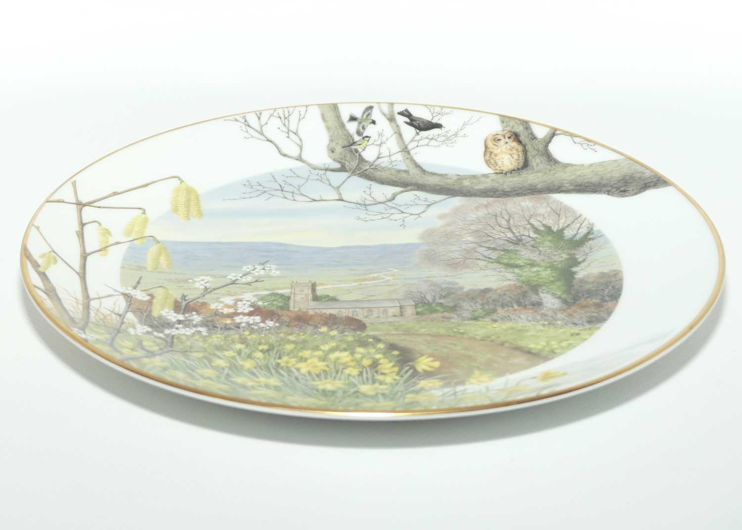 Royal Worcester for Franklin Porcelain | Peter Barnett | Months series | plate #3 | A Country Church in March