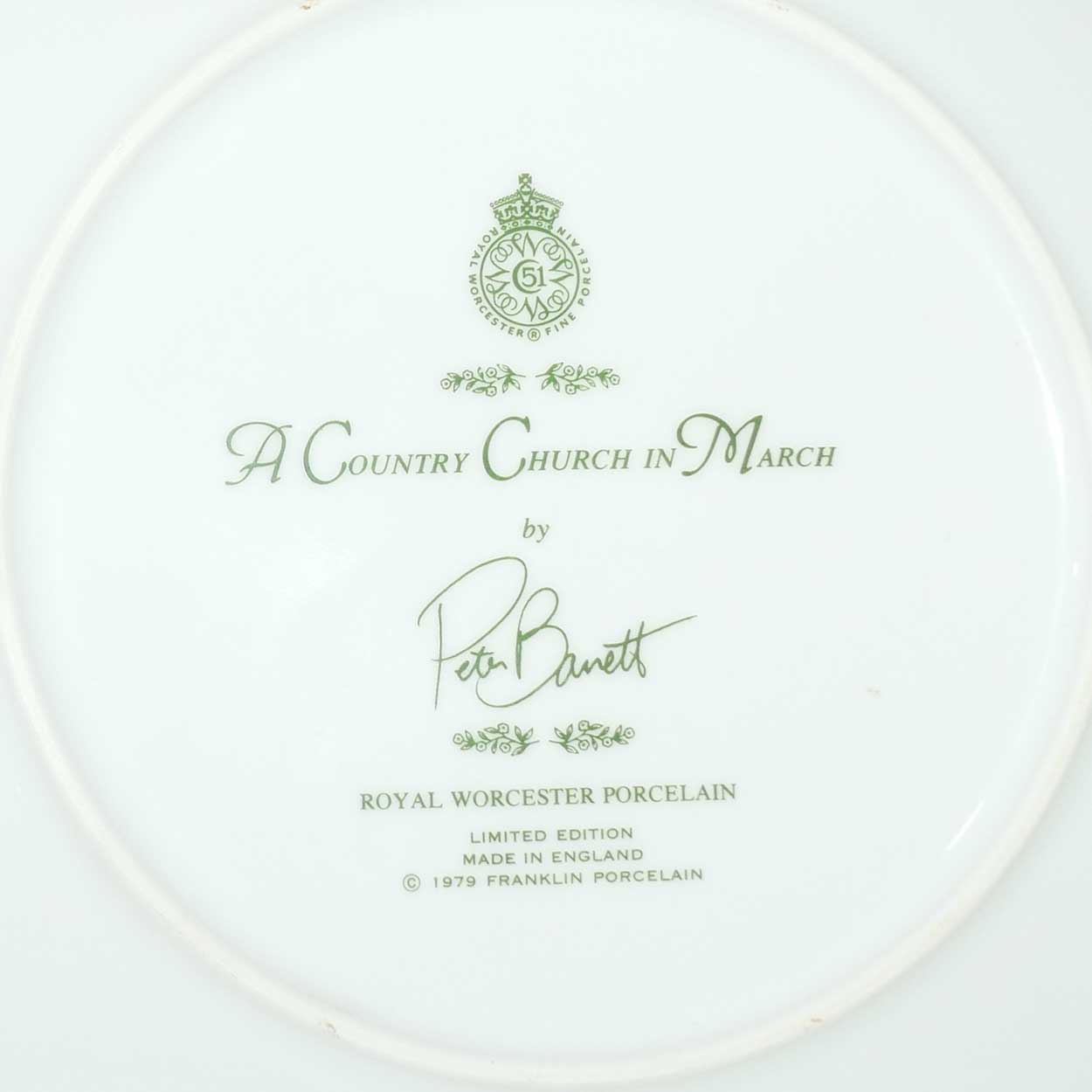 Royal Worcester for Franklin Porcelain | Peter Barnett | Months series | plate #3 | A Country Church in March