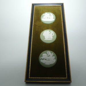 Wedgwood Jasper | White on Sage | Collection of 3 medallions framed on Velvet