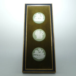 Wedgwood Jasper | White on Sage | Collection of 3 medallions framed on Velvet