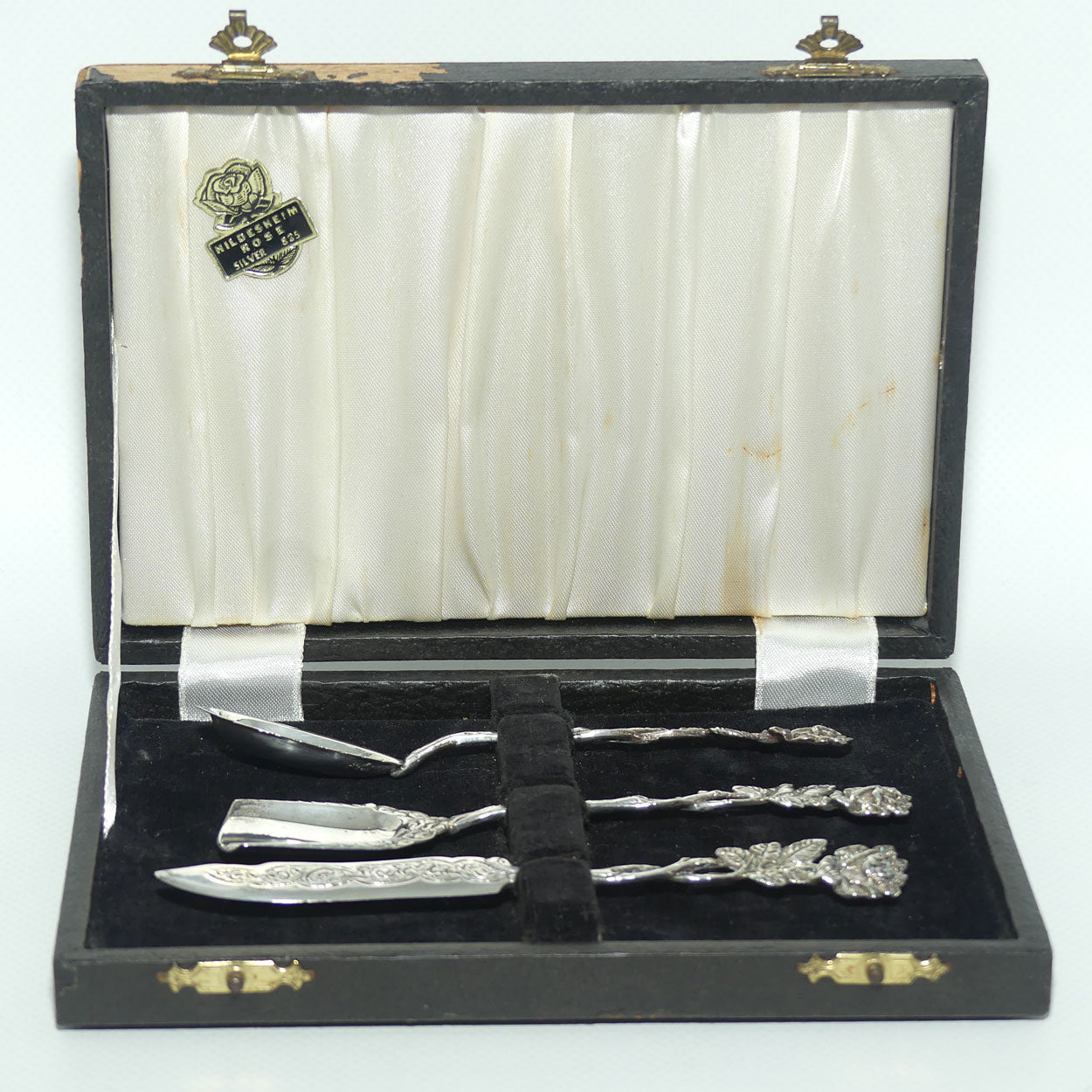 835 Silver | German Silver | Hildesheim Rose 3 piece jam set | boxed