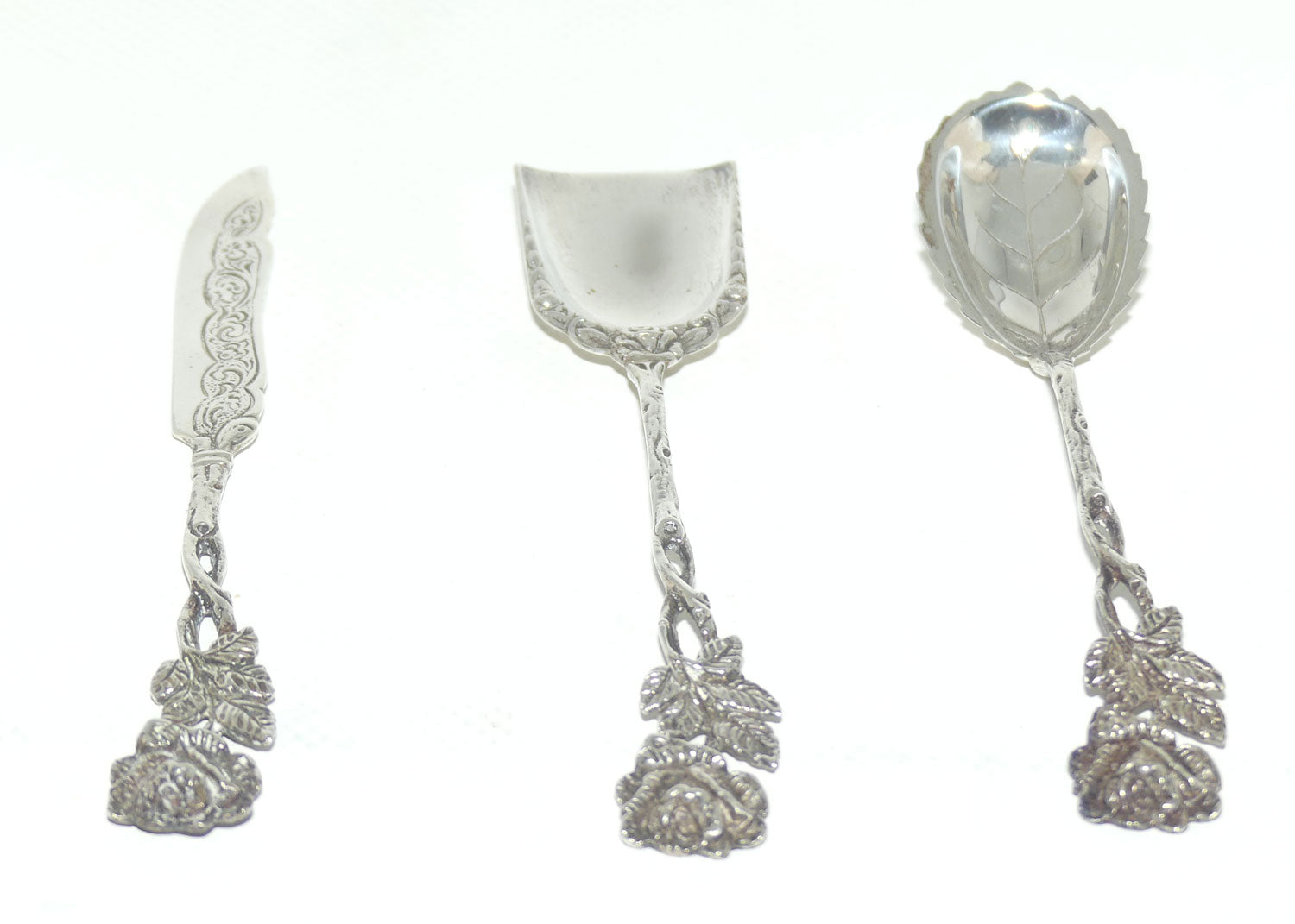 835 Silver | German Silver | Hildesheim Rose 3 piece jam set | boxed