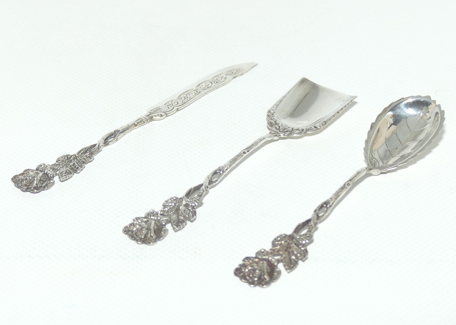 835 Silver | German Silver | Hildesheim Rose 3 piece jam set | boxed