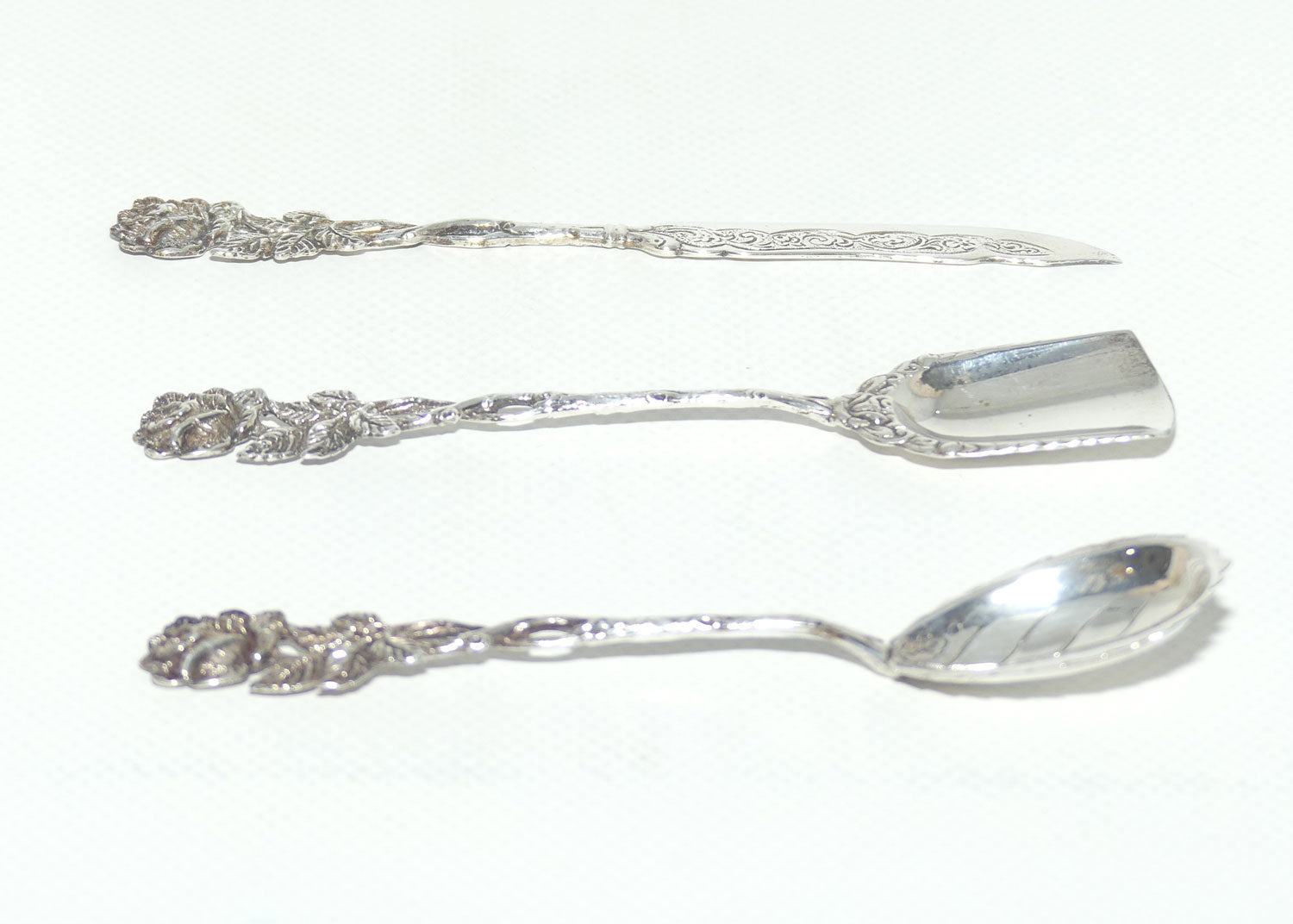 835 Silver | German Silver | Hildesheim Rose 3 piece jam set | boxed