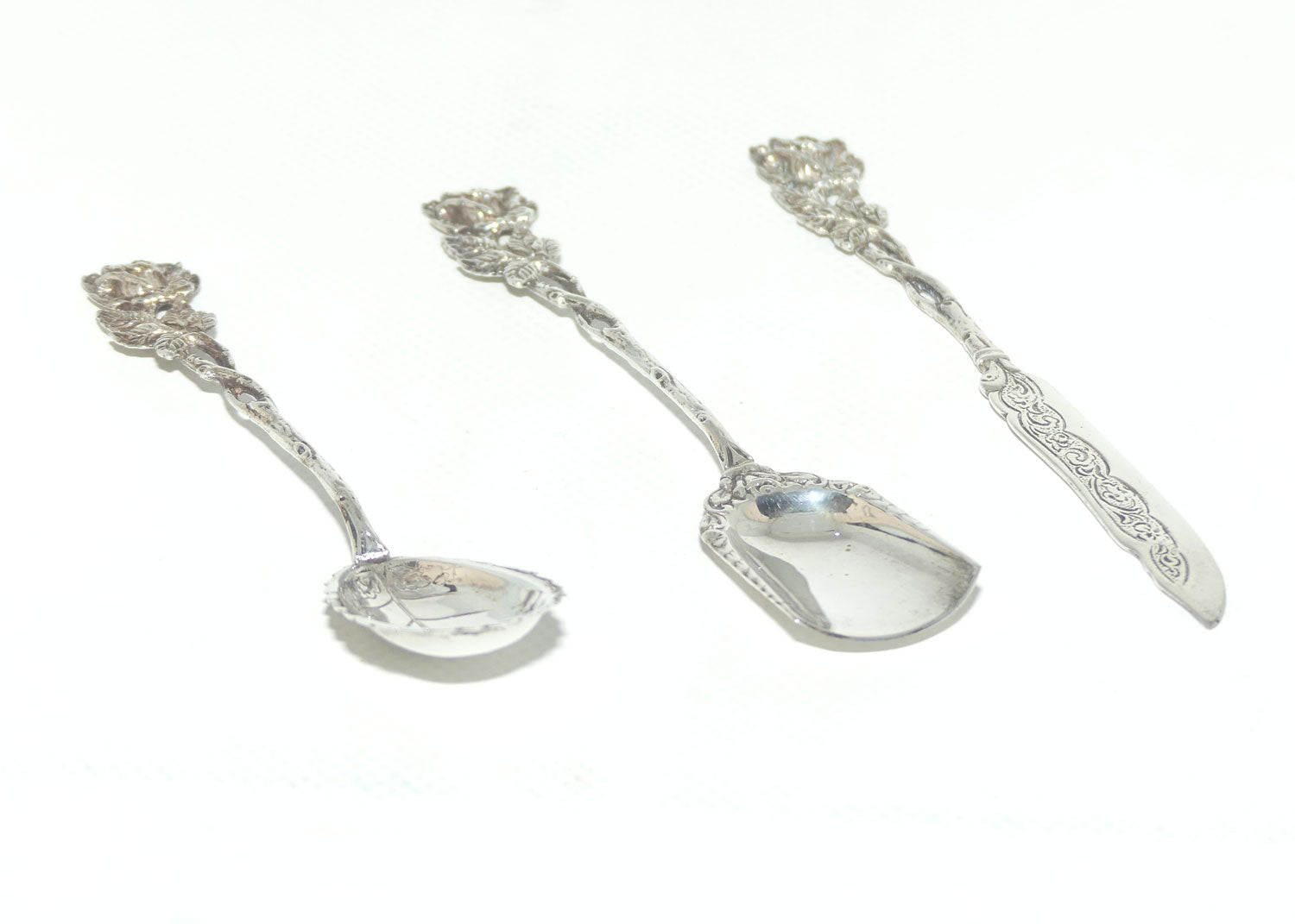 835 Silver | German Silver | Hildesheim Rose 3 piece jam set | boxed