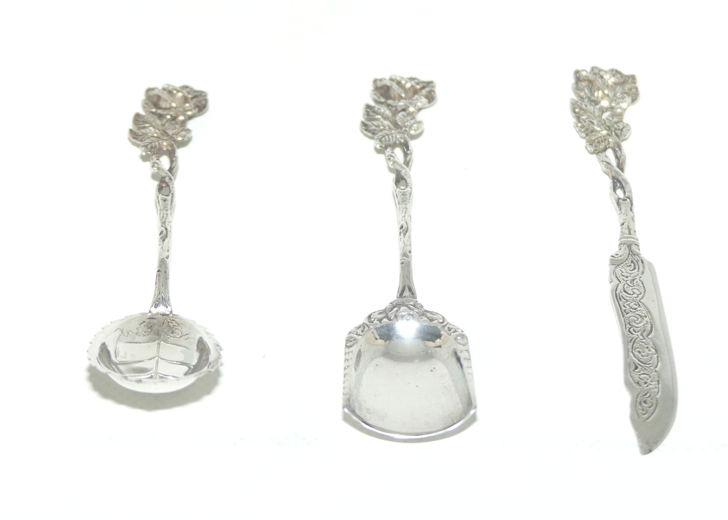 835 Silver | German Silver | Hildesheim Rose 3 piece jam set | boxed