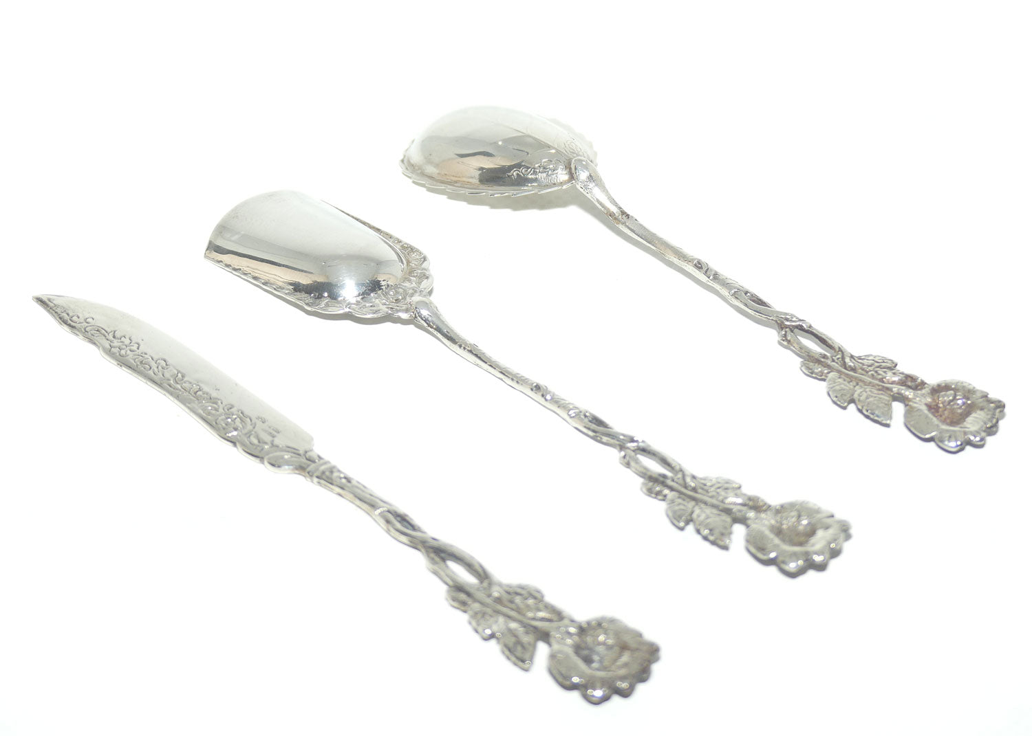 835 Silver | German Silver | Hildesheim Rose 3 piece jam set | boxed