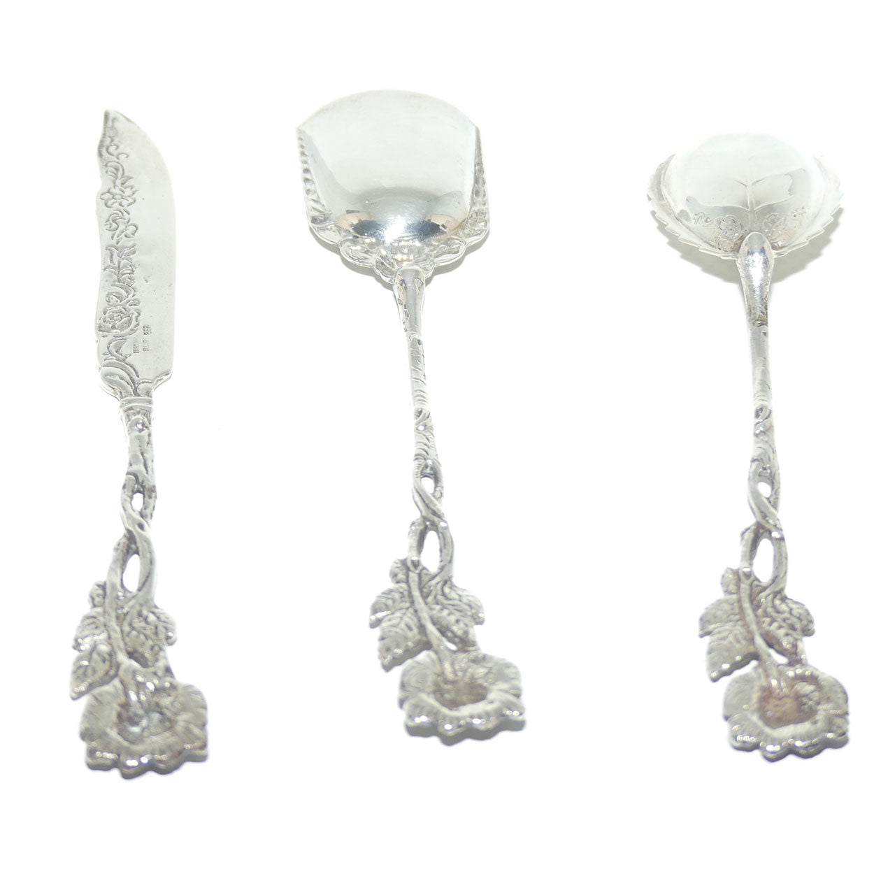 835 Silver | German Silver | Hildesheim Rose 3 piece jam set | boxed
