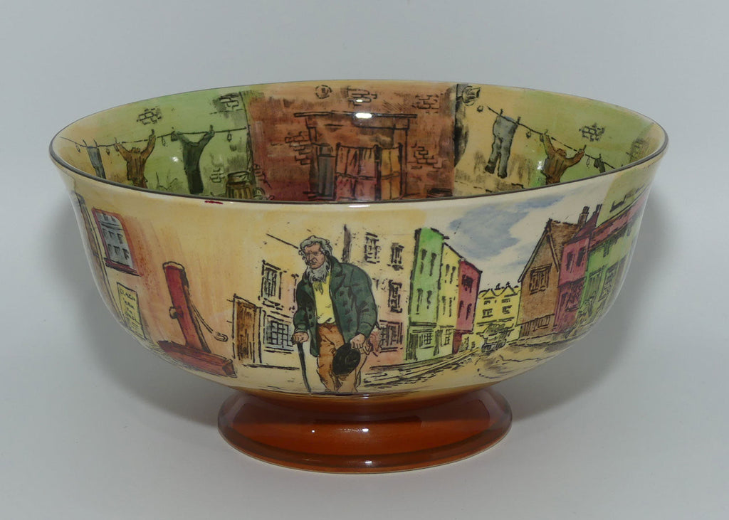 Royal Doulton Dickens 3 character footed bowl | Fat Boy Peggotty Sairey Gamp D5175