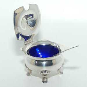 Silver Plated Lion paw foot cruet set | Blue Glass Liners