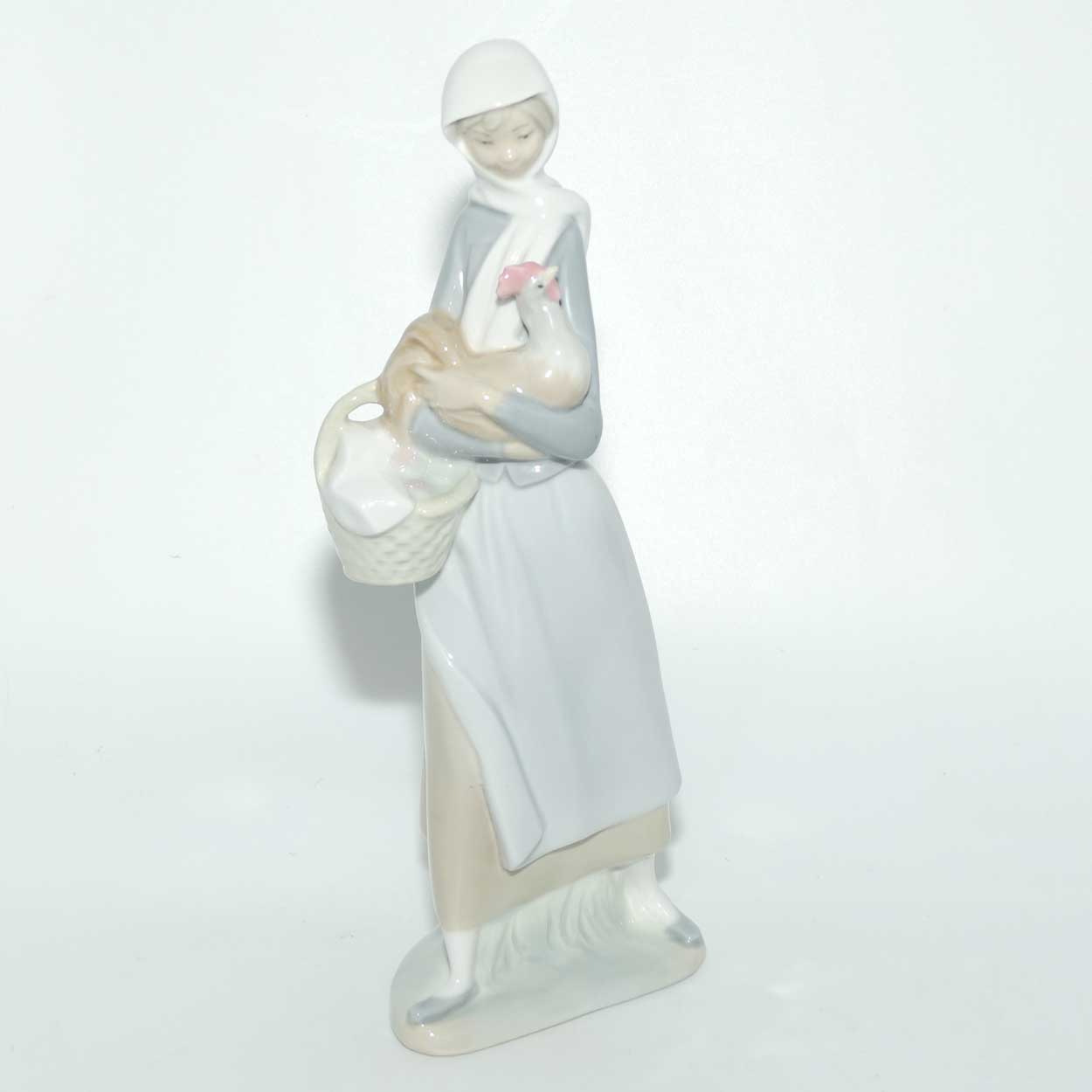 Lladro Spain figure Girl with Cockerel #4591