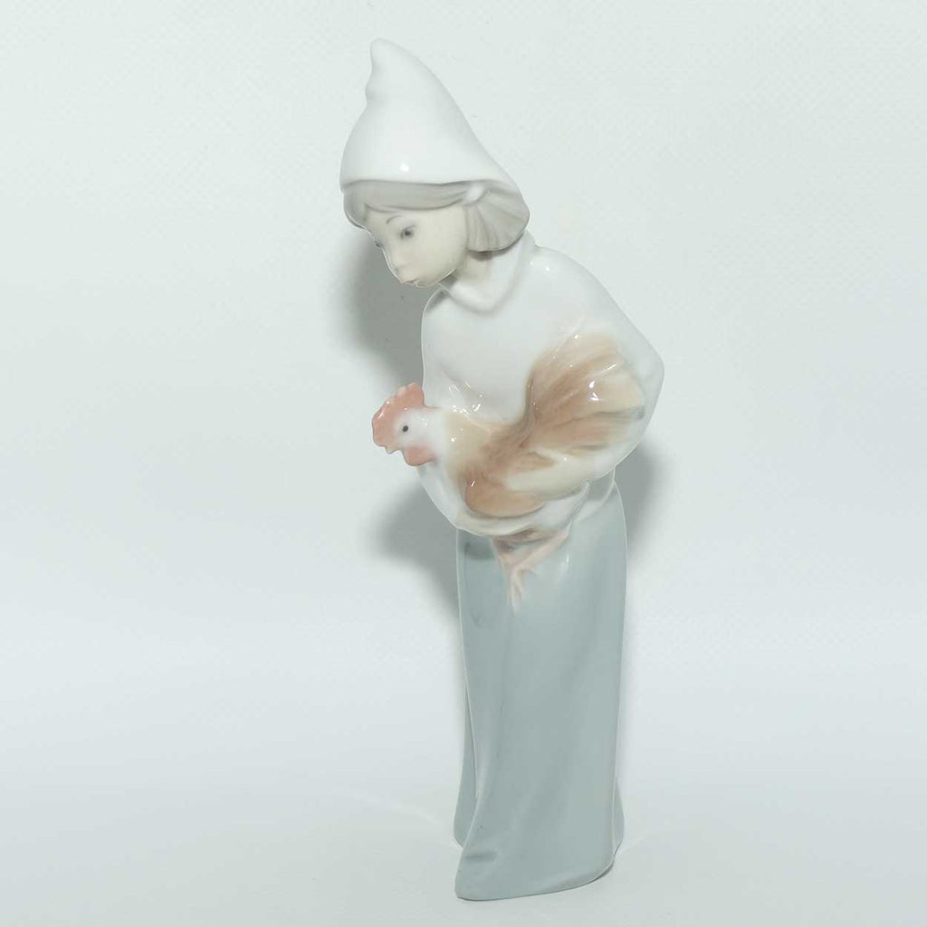 Lladro figure Girl with Rooster | #4677