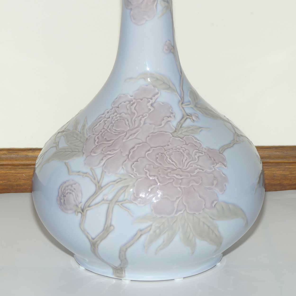 Lladro vase Blue Peonys | 49cm tall