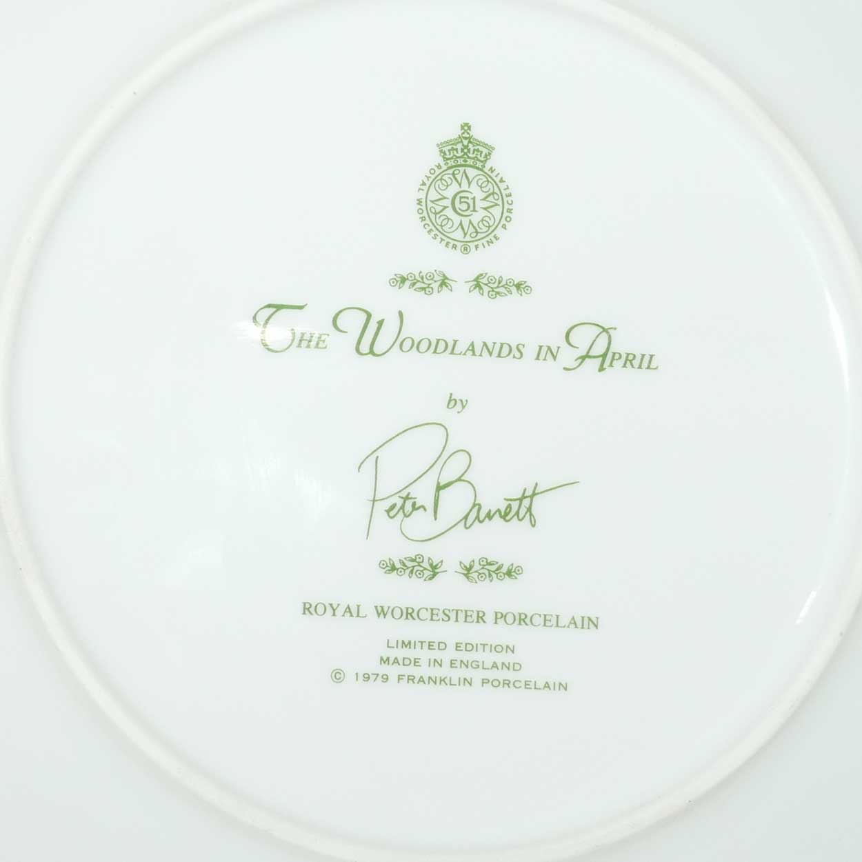 Royal Worcester for Franklin Porcelain | Peter Barnett | Months series | plate #4 | The Woodlands in April
