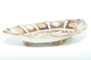 Royal Crown Derby Old Imari 1128 oval handled bowl with 4 tiny feet | c.1932