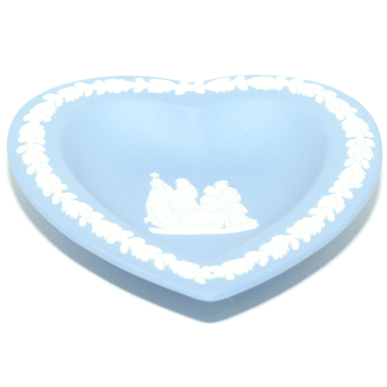Wedgwood Jasper | White on Pale Blue heart shape plate | 4 Grecian Maidens