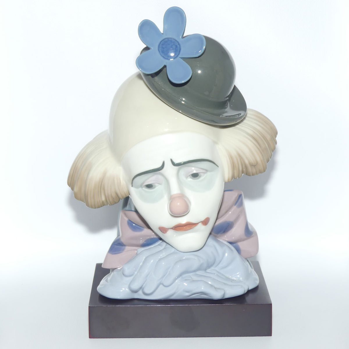 Lladro Clown's Head | Pensive Clown with Bowler Hat | #5130 | with base