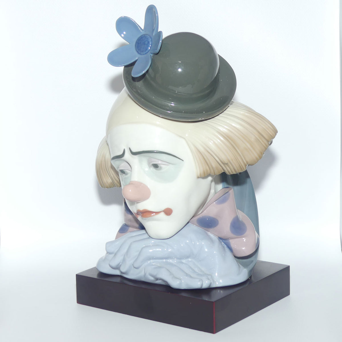 Lladro Clown's Head | Pensive Clown with Bowler Hat | #5130 | with base