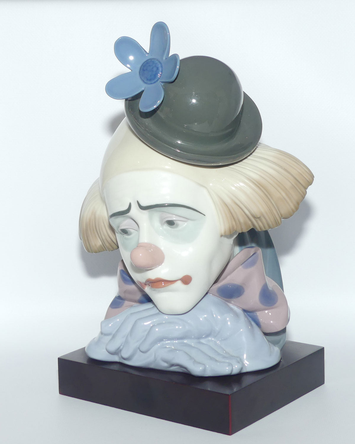Lladro Clown's Head | Pensive Clown with Bowler Hat | #5130 | with base