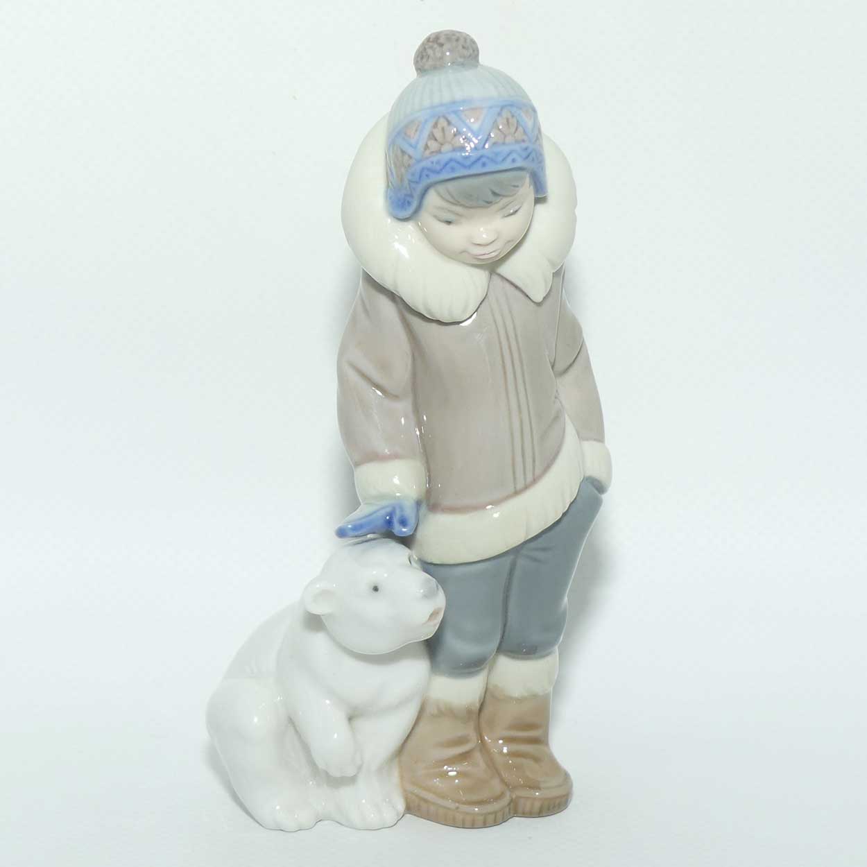 Lladro figure Eskimo Boy with Pet | Boy with Polar Bear Cub | #5238