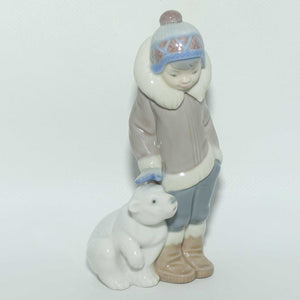 Lladro figure Eskimo Boy with Pet | Boy with Polar Bear Cub | #5238