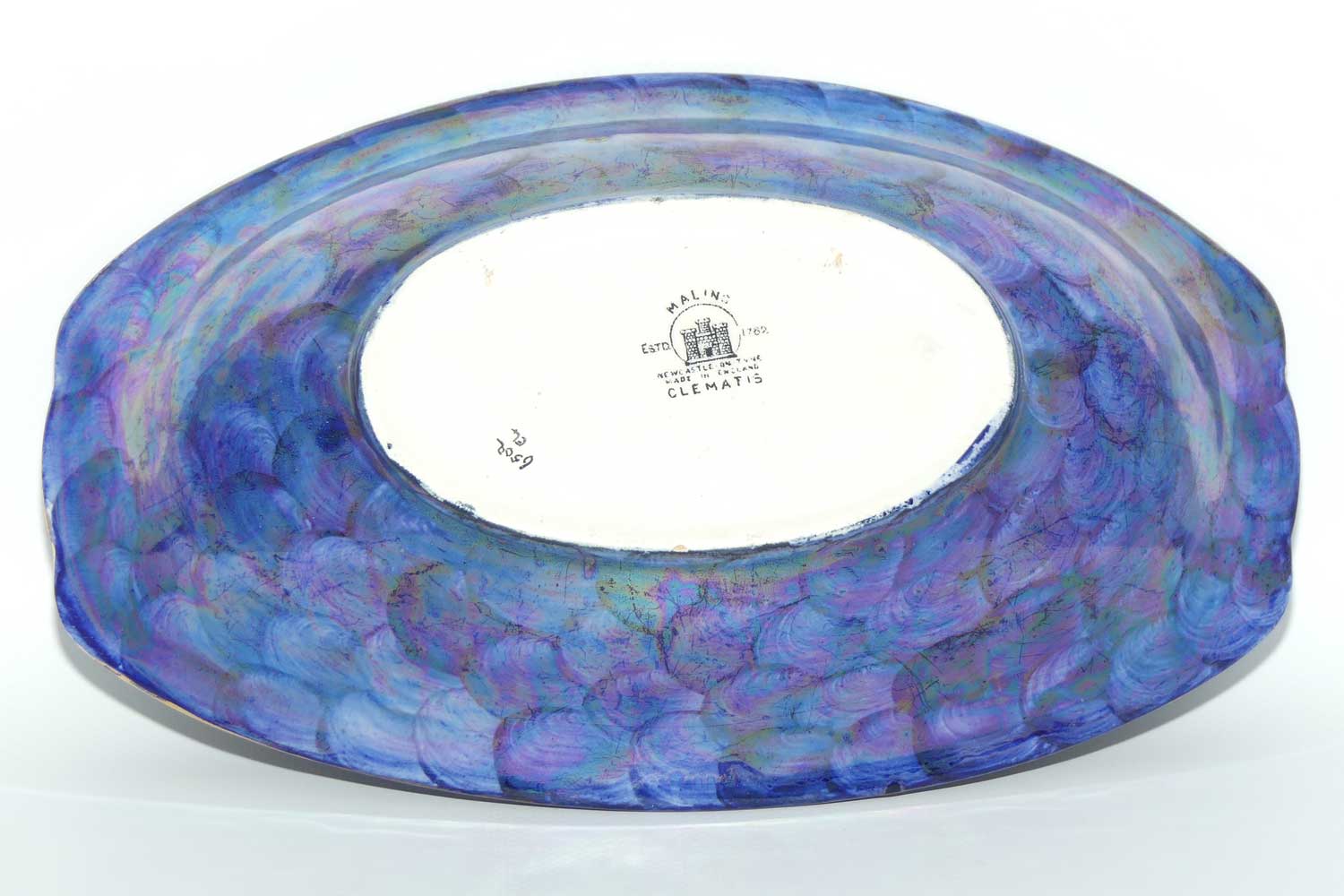 Maling Clematis pattern oval bowl | 6502 | Thumbprint Blue