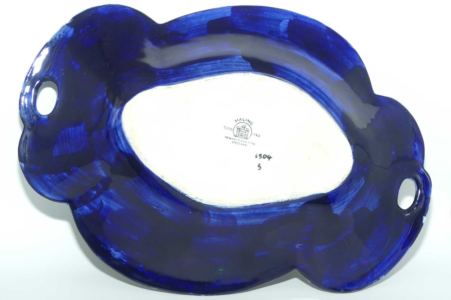 Maling twin handle oval tray Peona | Deep Blue 6504