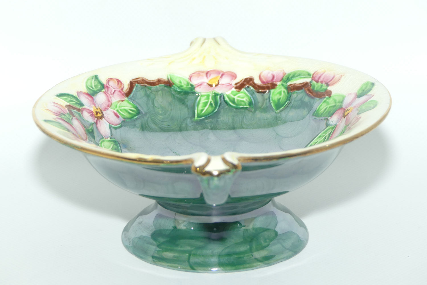 Maling Japanese Green Blossom bough handled bowl | 6593