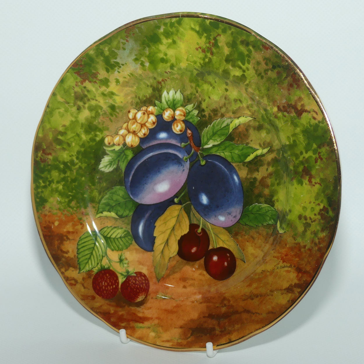 Fruits of Eden Bone China plate #6 | Damsons, Cherries, Strawberries and Grapes by AJ Heritage