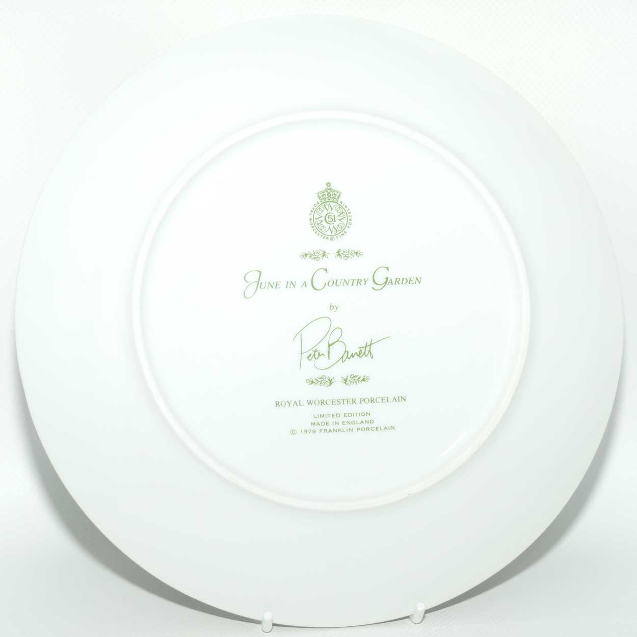 Royal Worcester for Franklin Porcelain | Peter Barnett | Months series | plate #6 | June in a Country Garden