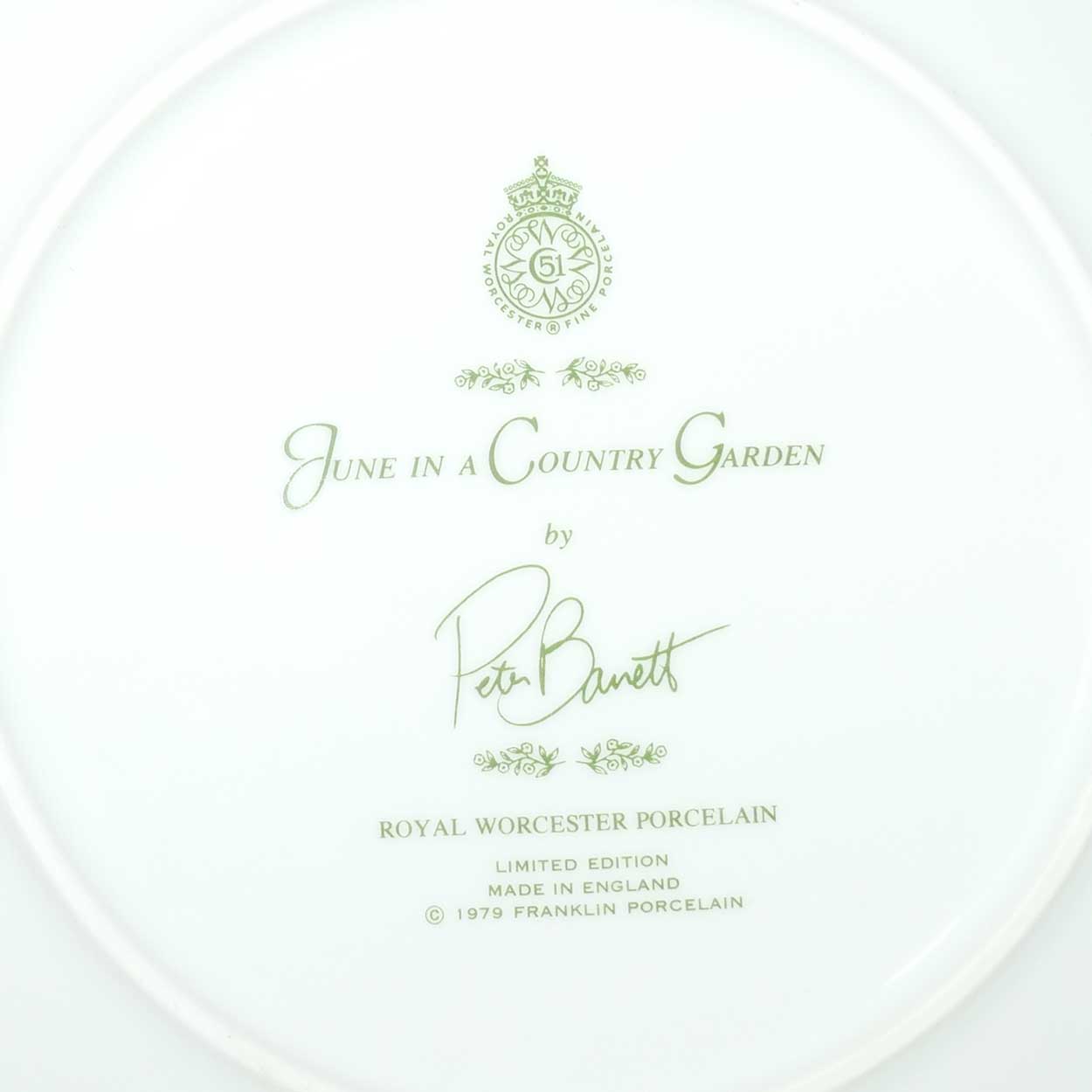 Royal Worcester for Franklin Porcelain | Peter Barnett | Months series | plate #6 | June in a Country Garden