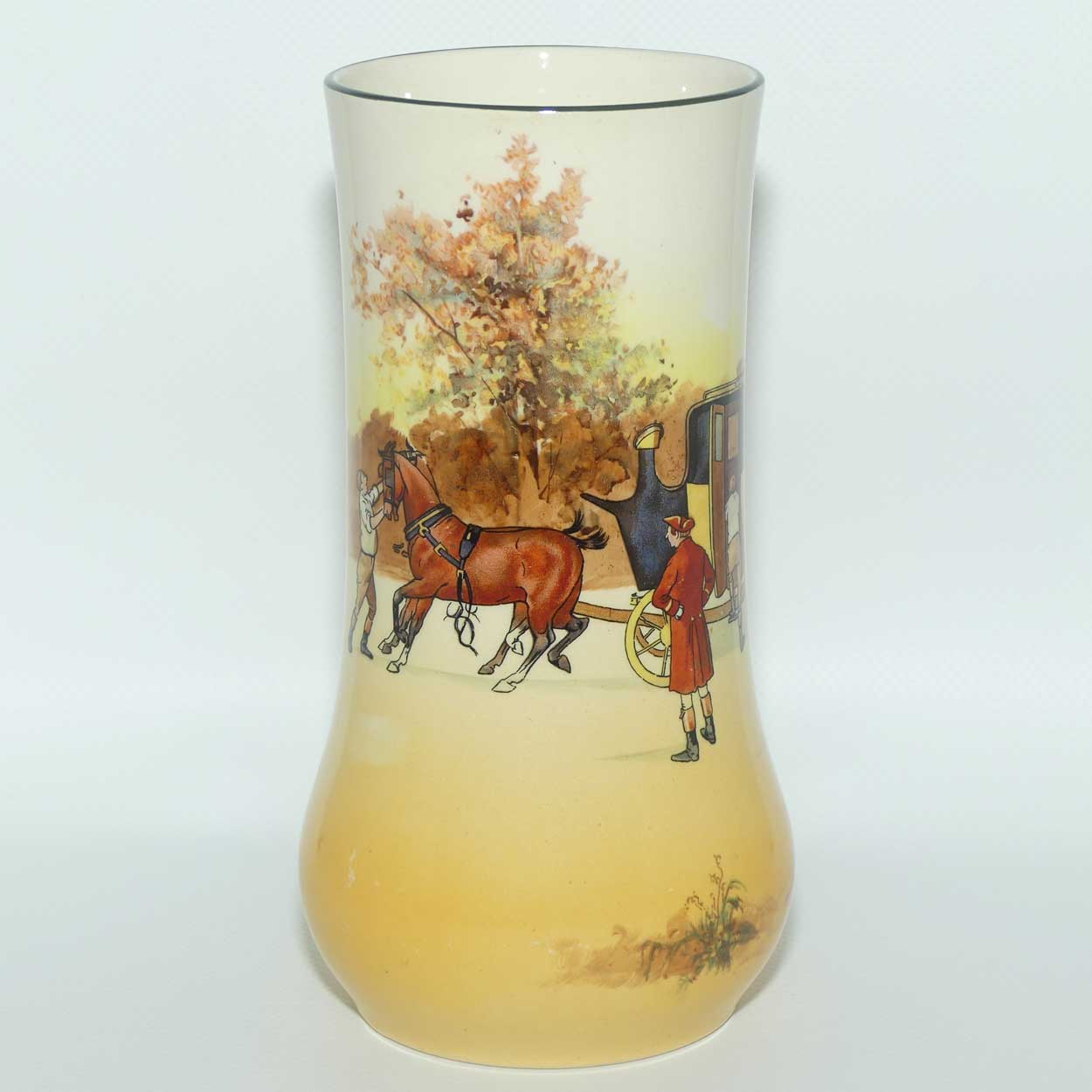 Royal Doulton Coaching Days cylindrical vase | Shape 7502 | 18cm tall