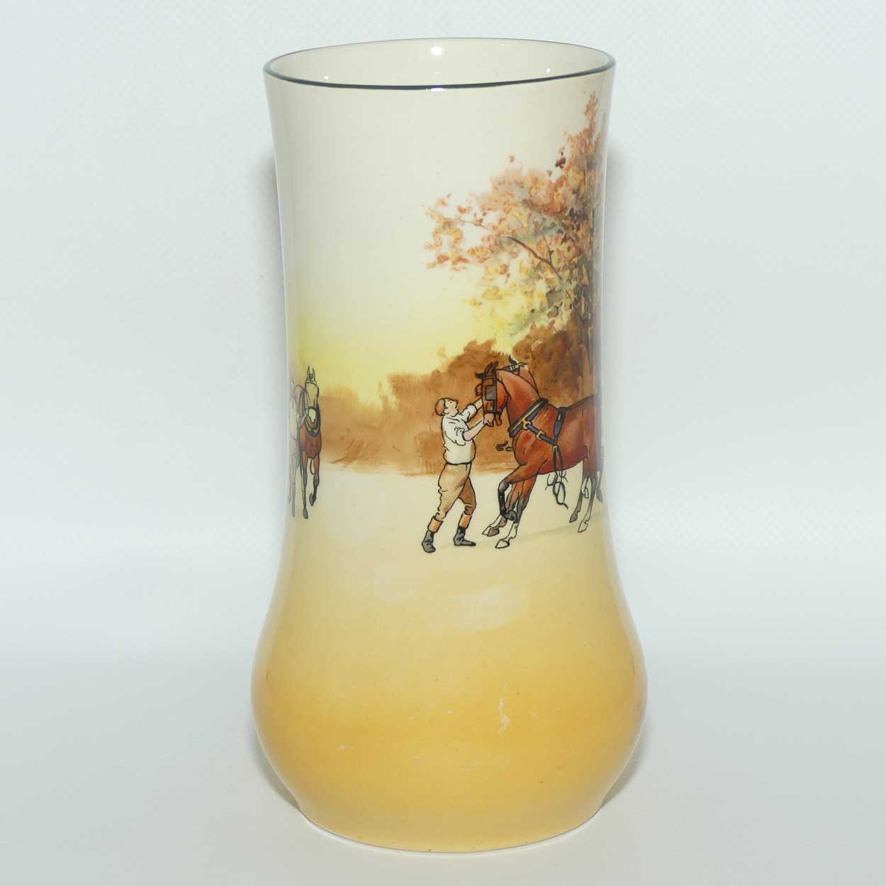 Royal Doulton Coaching Days cylindrical vase | Shape 7502 | 18cm tall