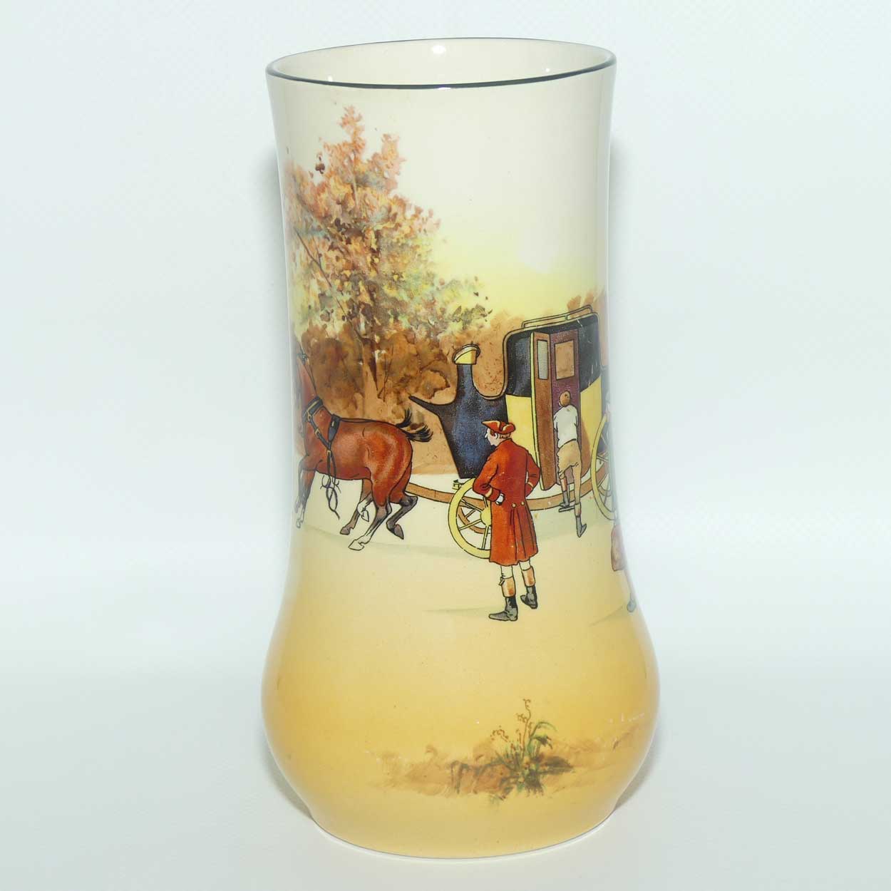 Royal Doulton Coaching Days cylindrical vase | Shape 7502 | 18cm tall