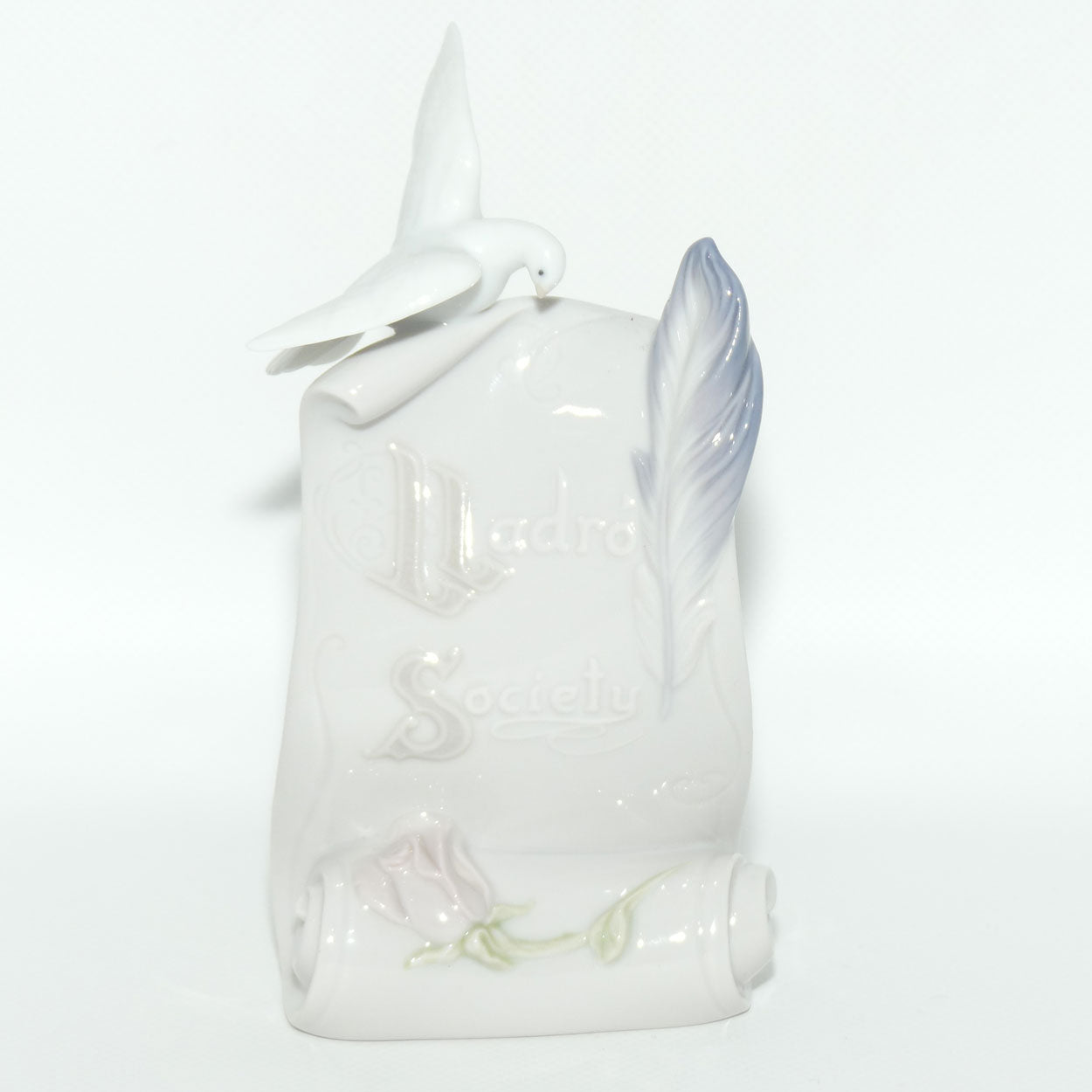 Lladro Society Dove and Pink Rose display plaque | #7677 | plaque only