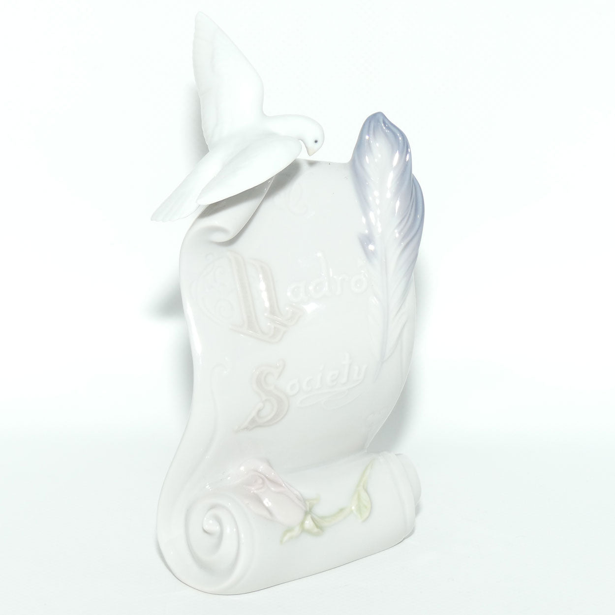 Lladro Society Dove and Pink Rose display plaque | #7677 | plaque only