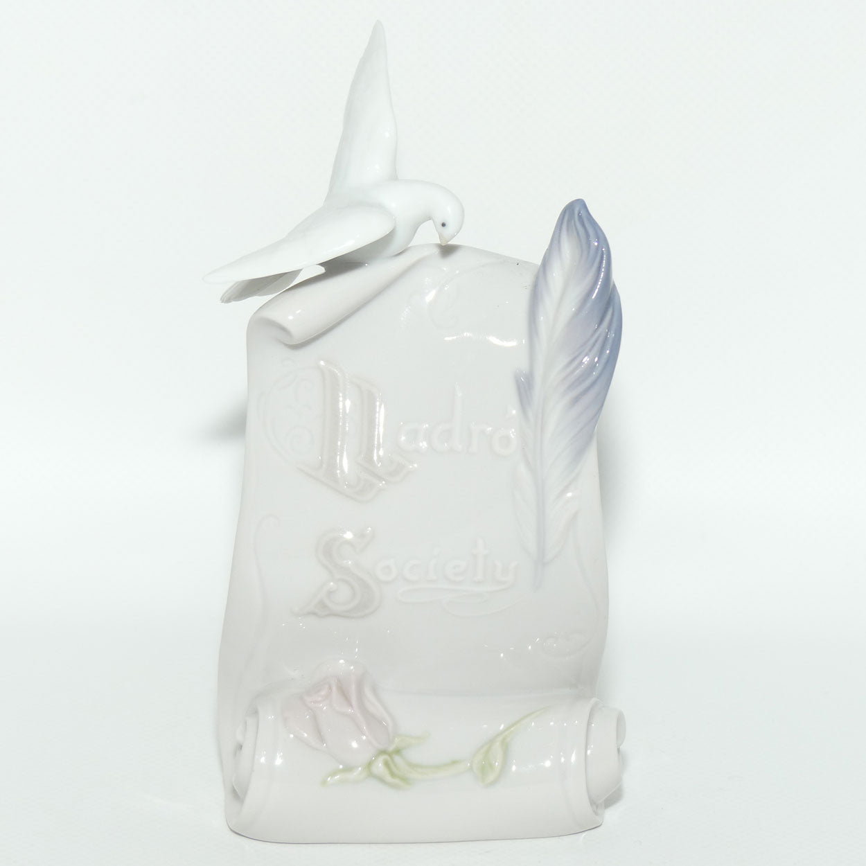 Lladro Society Dove and Pink Rose display plaque | #7677 | plaque only